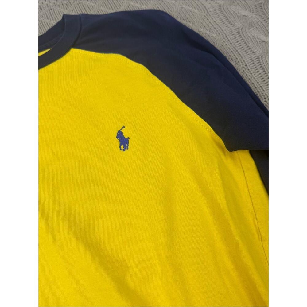 Polo by Ralph Lauren Yellow & Navy Long-Sleeve 67 Raglan Tee M - Picture 3 of 14